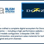 Donzi Marine Bilisim Atolyesi: We crafted a complete digital ecosystem for Donzi Marine — including a high‑performance website, an all‑models configurator, a bespoke CRM, SEO optimization, and premium sales materials for both digital and print channels.