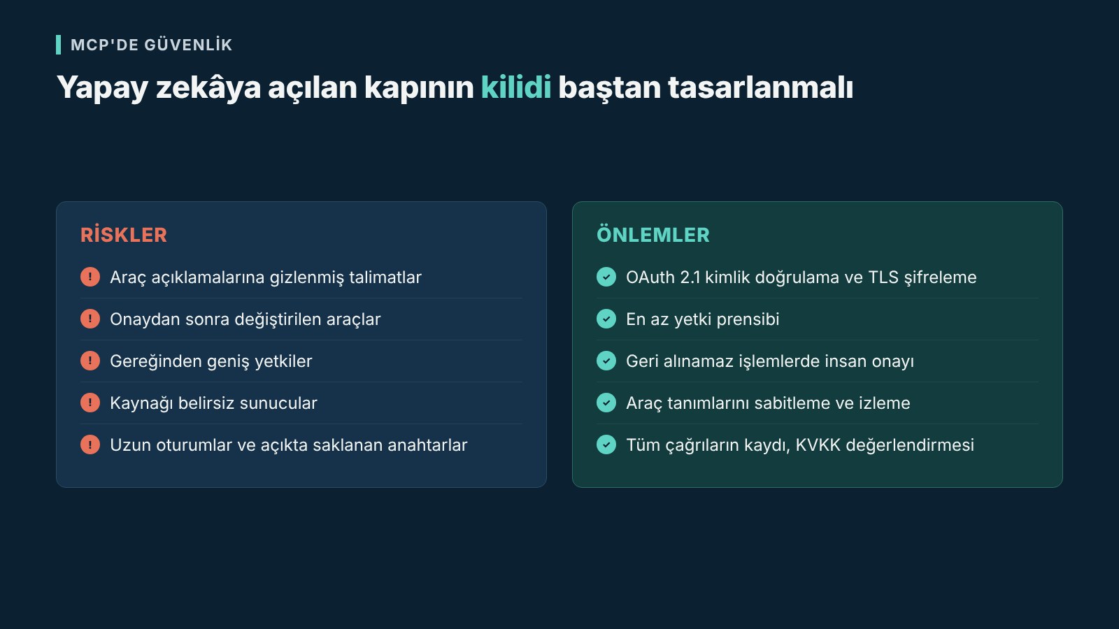 MCP güvenlik riskleri ve önlemleri